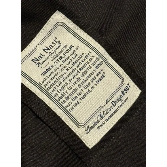 Nat Nast Silk Shirt Mens Limited Edition Design #307 Pour Stir Shake America Fit - Picture 8 of 9